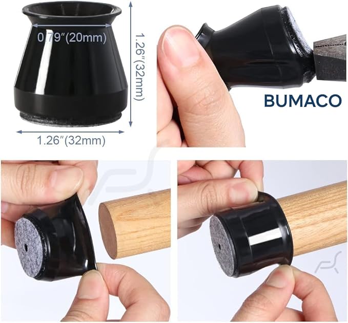 BUMACO Chair Leg Floor Protectors Chair Leg Protectors for Hardwood Floors Silicone Pads Covers to Protect Floors Black-40 Pcs Universal S (15/16" to 1-5/16")