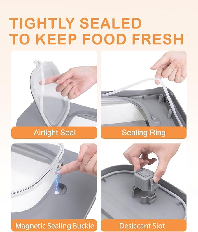 DDMOMMY 10-13 Lbs Dog Food Stroage Container, Collapsible Dog Food Containers with Airtight Lid, Pet Food Scoop and Silicone Dog Bowl, Pet Food Storage Container Dry Food for Dog, Cat and Other Pets
