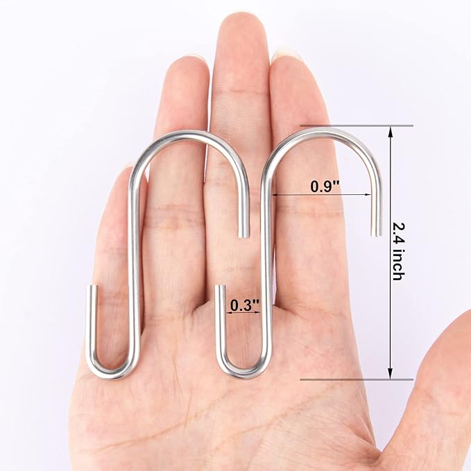 30PCS S Hooks, Premium Stainless Steel S Hooks for Hanging Kitchenware, Professional S Shaped Hooks for Hanging Pots, Pans, Cups, Plants, Bags, Jeans, Towels