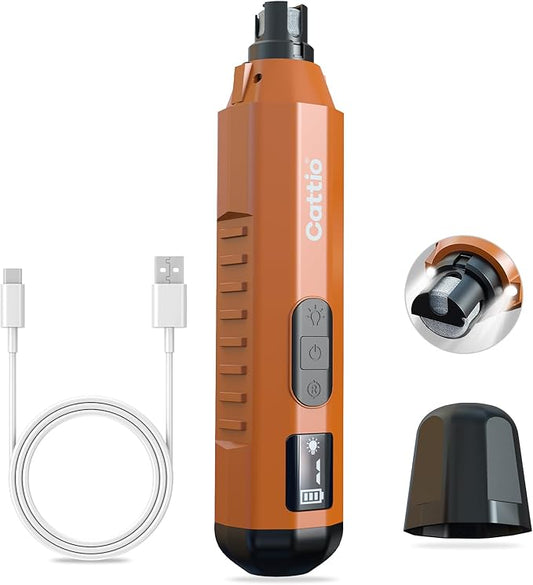 Dog Nail Grinder - Professional Electric Dog Nail Trimmer for Dogs & Cats Quiet Painless Grooming & Smoothing Dog Nail Clipper & File Included - Suitable for Small Medium Large Pets (Orange)