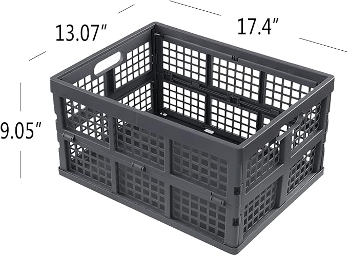 AnnkkyUS 4-Pack Folding Storage Bin, 32 Liter Plastic Collapsible Crates
