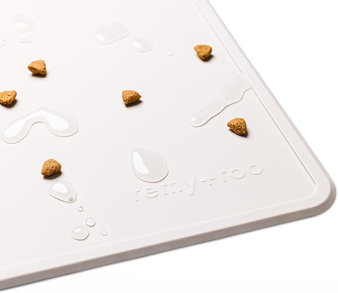 Remy+Roo Stone Silicone Dog Food Mat for Pet Bowl | 100% Waterproof | Non-Slip | Dishwasher Safe