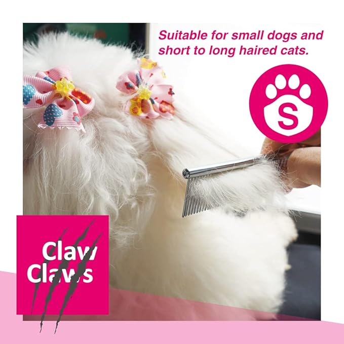 Claw Claws Cat Combs with Rounded Teeth, Removing Tangles and Knots, Quality Chrome Plated Thinner Round Spine Comb, Great Hand Feel and is NOT Easy to Rust, Exquisite and easy to carry