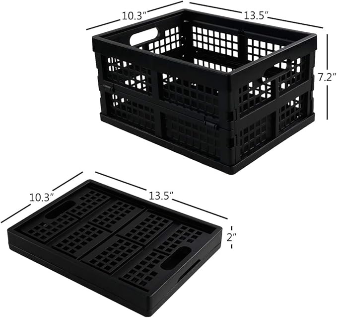 EudokkyNA 3-pack 15 Liter Collapsible Storage Basket Folding Crates, Black