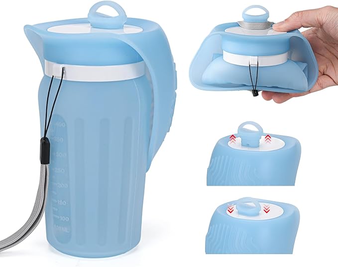 Portable Dog Water Bottle, Leak Proof Collapsible Water Bottles Lightweight Dog Water Bottle Suitable for Pets Outdoor Walking, Hiking, Travel, Camping (Light Blue, 20.9, Ounces)