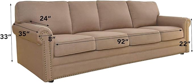 Easy-Going 4 Seater Sofa Slipcover Reversible Sofa Cover Water Resistant Couch Cover with Foam Sticks Elastic Straps Furniture Protector for Pets Children Dog Cat (XX-Large, Taupe/Ivory)