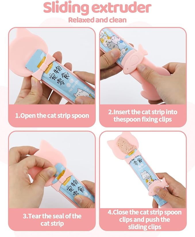 Aecsze 5 PCS Cat Food Can Covers Lids Set - Cute Paw Design Pet Cans Lids Covers with Can Opener, Wet Food Spoon & Cat Treat Squeeze Spoon for Cats, Dogs (Pink)