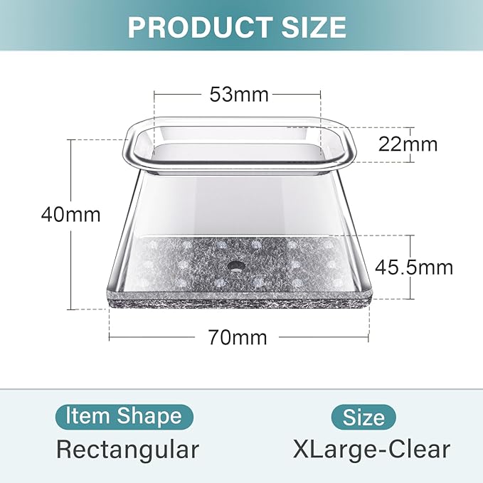 24 Pcs Chair Leg Floor Protectors Rectangle, Silicone Felt Furniture Leg Pads Caps Covers for Hardwood Floors, Fit L:2" to 2-1/2", W:1" to 1-1/2"
