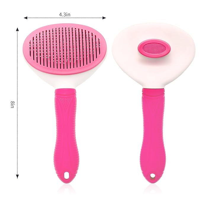 Aogeili Self Cleaning Slicker Brush, Skin Friendly Deshedding Grooming Tool for Dogs, Cats & Bunny, One-Click Release Removes Loose Undercoat, Mats & Tangles, for Long & Short Hair Shedding Pets