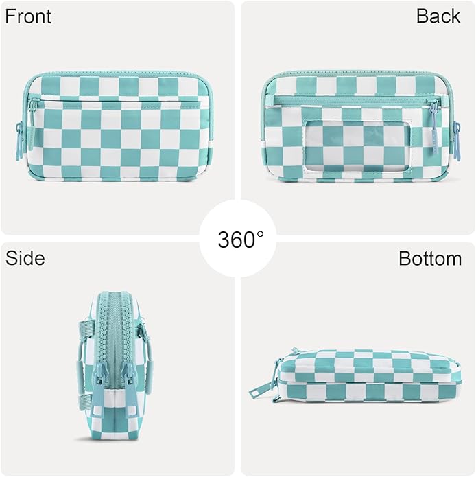 Checkered WristleWallets for Women, RFID Wallet Crossbody with 4 Zippers, Credit Card Holder Cell Phone Organizer