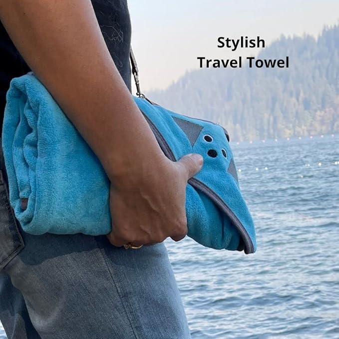 Penny & Niko Multi Purpose Microfiber Pet Towel - Drying Towel/Hooded Robe for Dogs and Cats (30 x 30-2 Pack, Blue/Gray)