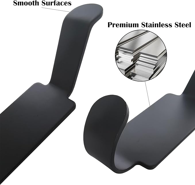 Lofekea Wall Hooks for Hanging, 4 Pack Coat Hooks Sturdy Adhesive Door Hanger for Hat,Towel, Key (Black)