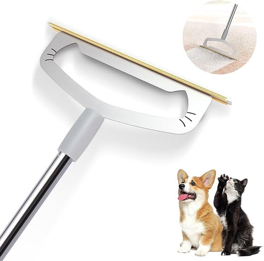 GOSEDER Dog Hair Remover Rake for Carpets - Premium Pet Hair Removal Tool, XL Carpet Rake & Cat Fur Scraper with Extra Long Handle for Rugs, Furniture, and Car Interiors