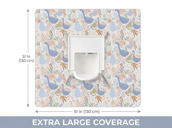 Splat Mat for Under High Chair/Arts/Crafts, Waterproof and Anti-Slip Splash Mat Floor Protector, Washable Highchair Floor Mat, 51 Inch Reusable Messy Mat and Baby Feeding Table Cloth