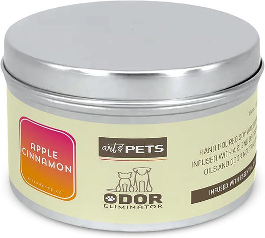 Pet Odor Eliminator Candle for Dogs and Cats Long-Lasting 72-Hour Burn Natural Soy Wax with Refreshing Scent Scented Candle to Remove Pet Smells (Apple Cinnamon)