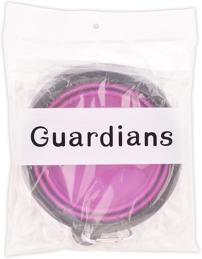 Large Collapsible Dog Bowls, 34oz Portable Foldable Travel Water Bowl Food Dishes with Carabiner Clip for Traveling, Hiking, Walking, 2 Pack (Purple+Green)