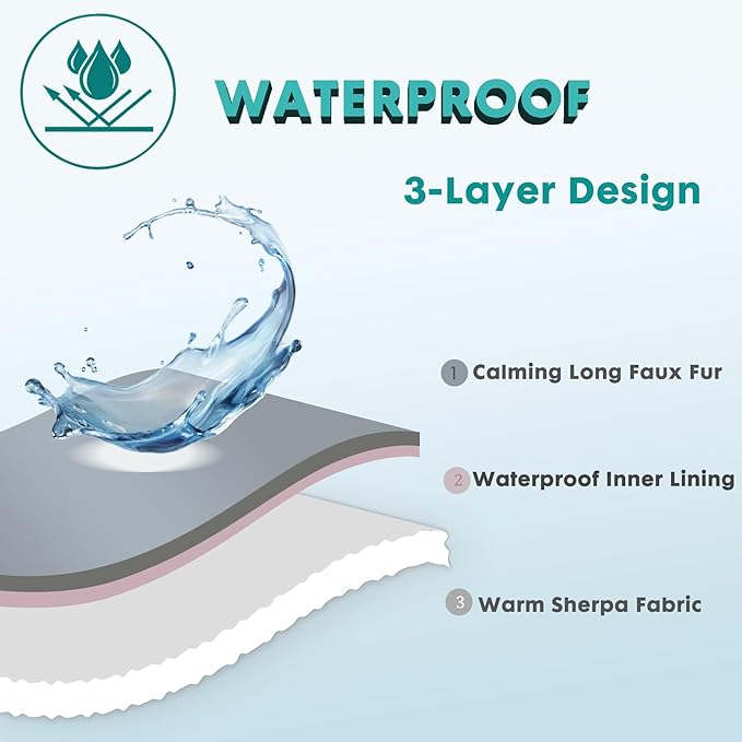 gogobunny Waterproof Dog Blanket for Couch & Furniture Protection - Super Soft Reversible Throw for Large Dogs & Cats, Calming Washable Fur & Sherpa Pet Blanket (40x50 Inch, Light Grey)