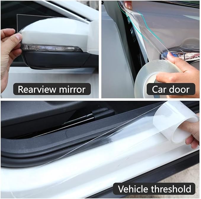 MYFAMIREA Anti-Scratch Anti-Collision Adhesive Strip Car Door Edge Guard Protector Strip Car Door Scuff Plate Protectors Transparent Invisible Tape for Rear Bumper/Door(16.4Ft x 2.8In)