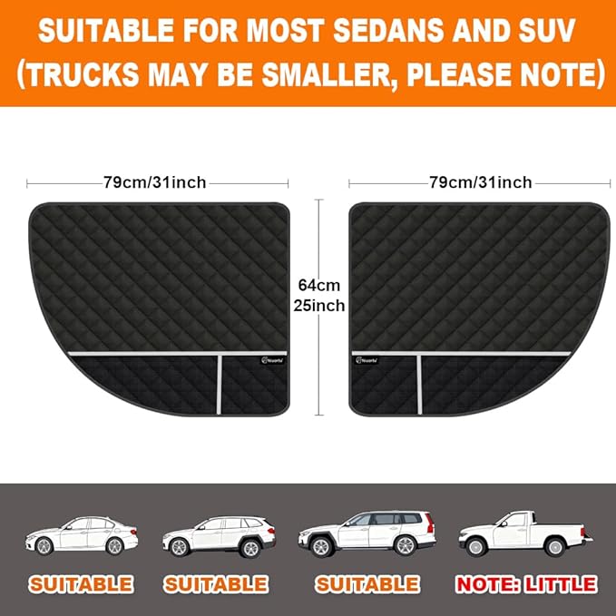 Dog Car Door Protector, 2 Pcs PU Leather Pet Car Door Cover, Waterproof & Scratch Resistant Dog Car Door Guard with Insert Flap Secure Fixation for SUV, Truck, Sedan