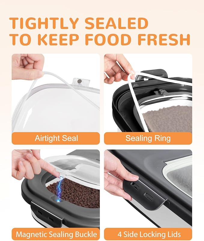 DDMOMMY 20-23 Lbs Dog Food Storage Container - Collapsible Dog Food Container with Attachable Casters and Scoop,Small Container, Pet Food Storage Containers to Keep Dry Food Fresh,Easy to Move
