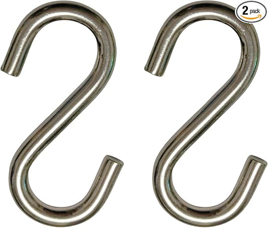 304 Stainless Steel S Hook, S Hook Metal Hanging Practical Hook Connecting Hook for Item Hanging (Dia:2/5in(10mm)-2PCS)