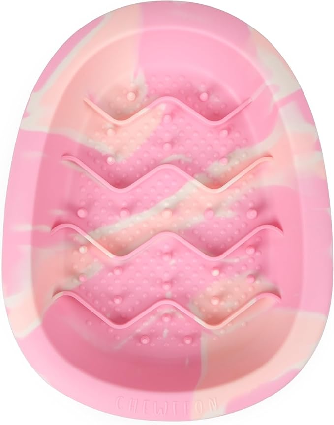CHEWFFON Interactive Dog & Cat Lick Mat Bowls, BPA-Free Silicone Dog Slow Feeder Bowl with Suction Cups, Non Slip Food Bowl for Dogs and Cats, Reduces Boredom, Dishwasher Safe, Cotton Candy
