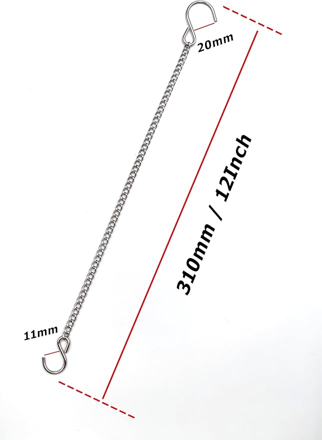 lightstar Hanging Chains with Hooks, 10PCS-12Inch Stainless Steel Chain for Hanging Bird Feeders Planters Baskets Billboards Lanterns Wind Chimes Ornaments Outdoor/Indoor Use (2 Hooks - 10pcs)