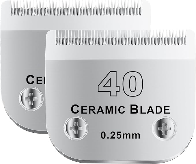 colorski 40# Detachable Pet Dog Grooming Clipper Ceramic Blade,Compatible with Andis Size 40 Cut Length 1/100"(0.25mm),Compatible with andis/wahl/Oster Dog Clippers 2PCS