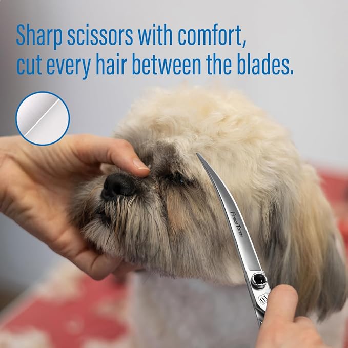 Dog Grooming Scissors: 7 inch Pet Curved Shears Made Of Japanese 9CR Advanced Stainless Steel Professional Grooming Scissors for Dogs Cats and Other Pets