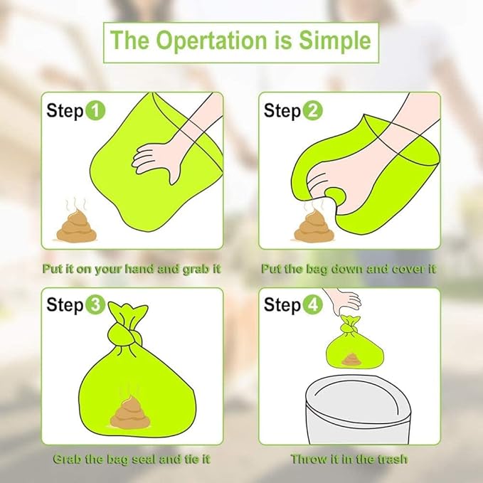 Dog Poop Pickup Bags Holder Dispenser with 1 Roll Random Color Leak-proof Scented Doggy Waste Bags and Carabiner with Safety Lock Plus Hook and Loop Fastener Never Loose on Leash Lead Again (Green)