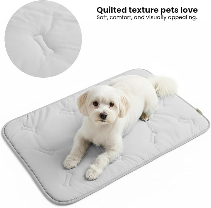 Cooling Pet Mat – 31x28.5 Dog or Cat Cool & Comfy, Soft Breathable Self-Cooling Pad, Pet-Safe, Durable, Perfect for Hot Weather, Naps, Crates, Cars, Couch, Washable, Take Anywhere, Gray