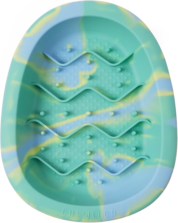 CHEWFFON Interactive Dog&Cat Lick Mat Bowls, BPA-Free Silicone Dog Slow Feeder Bowl with Suction Cups, Non Slip Food Bowl for Dogs and Cats, Reduces Boredom and Anxiety, Dishwasher Safe, Green