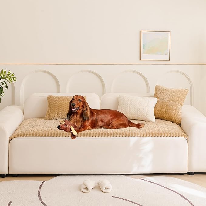 Mitid Sofa Cover Fuzzy Couch Cover for Pet, Couch Covers for Dogs Washable Non-Slip Sofa Slipcover Cushion Protector Pets Friendly Mat Bed