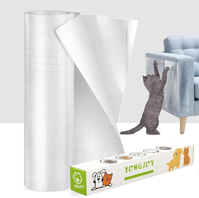 yongjoy Anti-Cat Scratch Furniture Protector, Flexible Sticky Couch Corner Guard, Thicken Vinyl Cat Scratch Tape (158" x 11.8")