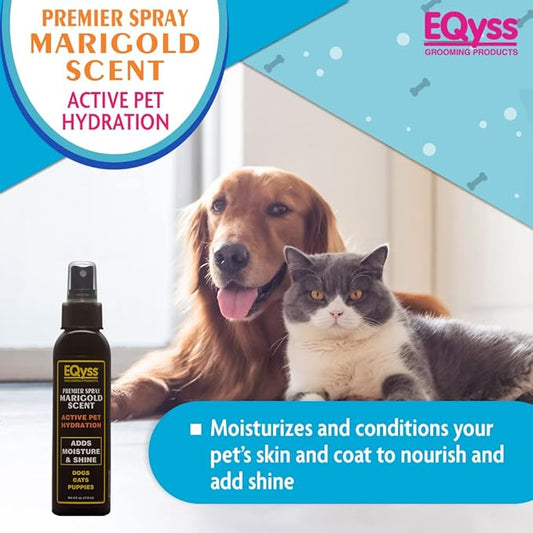 EQyss Premier Pet Spray Marigold Scent - Moisturizes & Conditions for Healthy Skin/Coat, Non-greasy, Adds Shine - Great for Dogs, Cats, Puppies (4 oz)