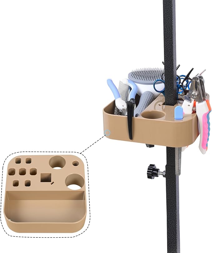 Huioqwe Pet Grooming Organizer For Scissors, Brushes And Tools - Rotatable Multi-Compartment Grooming Arm Stand