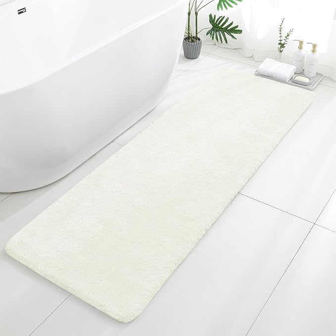 Cream Bathroom Rugs Runner 24"x72" - Extra Long Plush Bath Mat, Non Slip Absorbent Microfiber Floor Rug, Washable and Fluffy - Ideal for Bathroom, Kitchen or Pet Mat Use