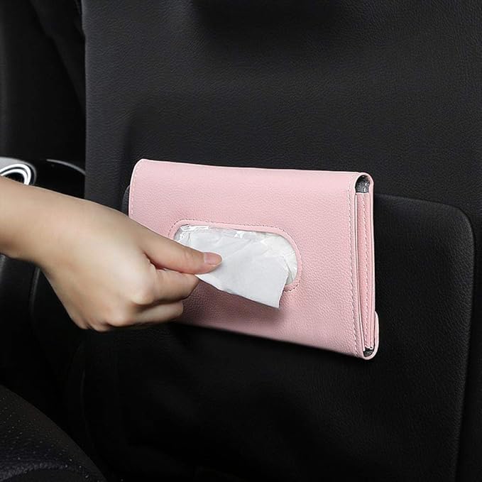 Tissue Dispenser for Car, Visor Tissue Holder, Car Mask Holder, Car Napkin Holder, Tissue Holder for Car Visor with One Tissue Refill, Autos Pink