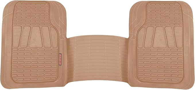 BDK Motor Trend WingRunner Heavy Duty Rubber Rear Floor Mat Liner, Trim-to-Fit Back Row Non-Slip All Weather Interior Protection Universal Fit Trucks Cars Sedans SUVs, Fits 2nd or 3rd Row - Beige