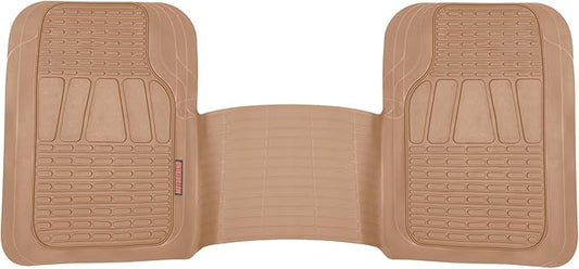 BDK Motor Trend WingRunner Heavy Duty Rubber Rear Floor Mat Liner, Trim-to-Fit Back Row Non-Slip All Weather Interior Protection Universal Fit Trucks Cars Sedans SUVs, Fits 2nd or 3rd Row - Beige