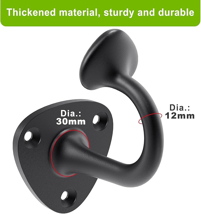 Lifeswell Dog Leash Holder for Wall, Heavy Duty Hook for Lead Management, Easy to Install, Fully Welded Hook for Indoor & Outdoor Use, Black