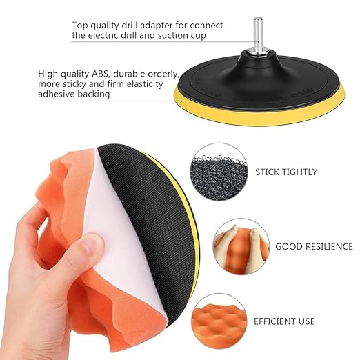Buffing Polishing Pads, Tshya 14Pack 5inch (125mm) Foam Buffing Sponge Pads Kit Polishing Pads Wool Pad for 5Inch Backing Plate RO/DA/GA Car Polisher Boat Compounding, Polishing and Waxing
