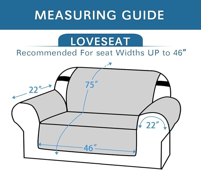 H.VERSAILTEX Sofa Protector for Dogs/Cats/Pets Sofa Covers Slipcover Quilted Couch Coveres Loveseat Covers with Non Slip Elastic Strap Water Resistant Seat Width: 46" (Loveseat, Dark Teal/Beige)