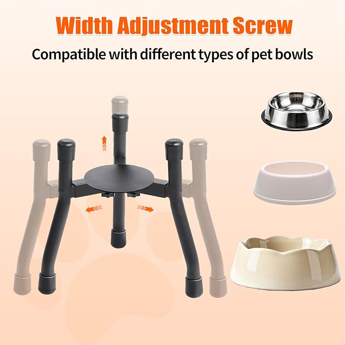 Elevated Dog Bowls, Adjustable Metal Raised Dog Bowl Stand for Small&Medium Dogs, Adjustable Wide 6.3"-10.2"(Bowl Not Included)
