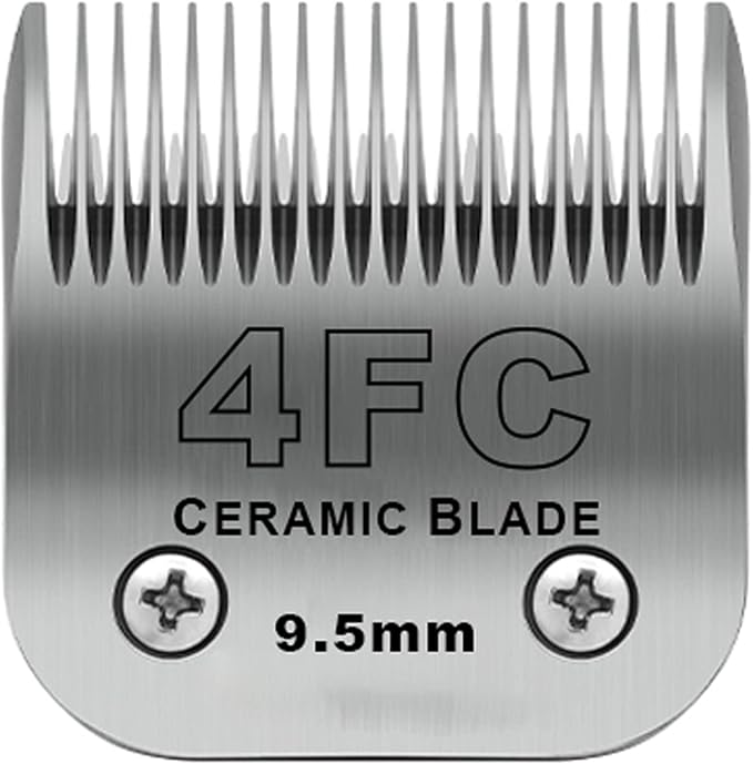 DODAER Detachable Pet Dog Clipper Blades,Compatible with Andis Size 4FC Cut Length 3/8"(9.5mm),Most Oster A5,Wahl KM Series Clippers,Made of Ceramic Blade & Stainless Steel Blade