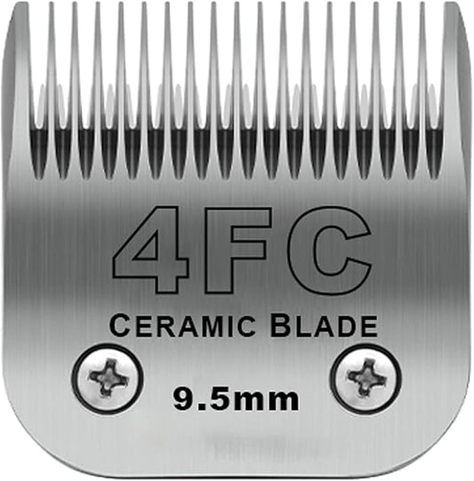 DODAER Detachable Pet Dog Clipper Blades,Compatible with Andis Size 4FC Cut Length 3/8"(9.5mm),Most Oster A5,Wahl KM Series Clippers,Made of Ceramic Blade & Stainless Steel Blade