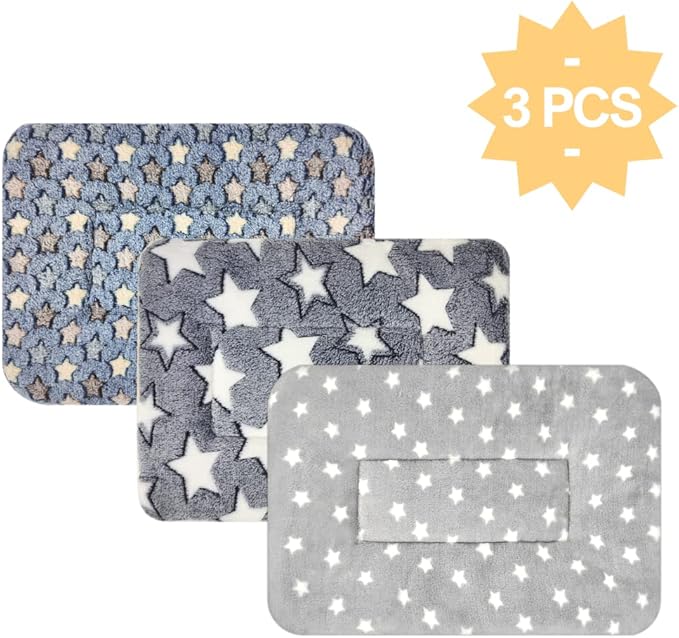 Tierecare 3PCS Guinea Pig Bed Soft Rabbit Bedding Cage Liner Warm Bunny Mats Pee Pads Fleece Blanket Plush Hamster Sleep Beds Ferret Squirrel Hedgehog Rat