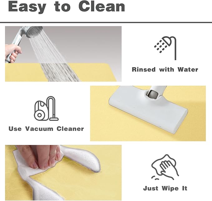 Toilet Rug, Thin Toilet Rugs U Shaped Washable Non Slip Absorbent Quick Dry Low Pile Toilet Mat, 20"x24" U Shape Light Yellow