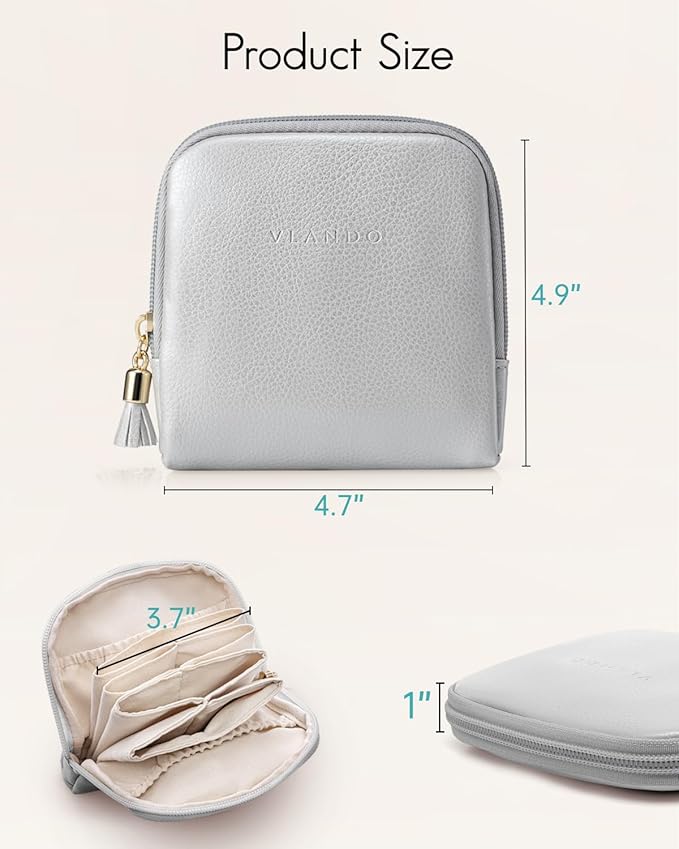Vlando Small Travel Jewelry Case,Jewelry Pouch Bags with Zipper,Velvet Jewelry Organizer Storage Bag for Bracelet Rings Earring Travel Essentials-Grey