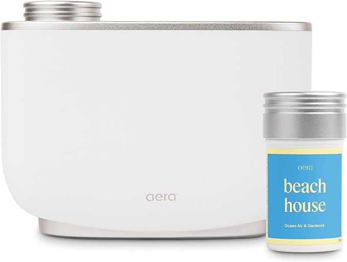 Aera Essential Oil Fragrance Diffuser + Beach House Scent Bundle for Large Rooms (500–1000 Sq Ft), Alexa Compatible + App Controlled Aromatherapy Waterless Diffuser – Hypoallergenic, Family & Pet Safe